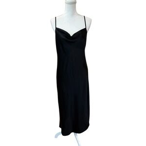 Banana Republic Black Slip Dress Midi Cowl Neck Sleeveless Party Cocktail‎ Small